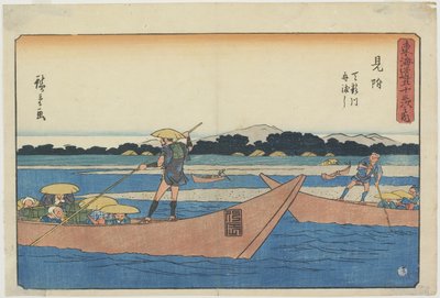 Ferry on the Tenryu_ River at Mitsuke, 1841-1842 af Utagawa Hiroshige