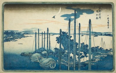 Årets første gøg på Tsukuda Island (Tsukudajima, hatsu hototogisu), fra serien "Famous Views of the Eastern Capital (Toto Meisho)" af Utagawa Hiroshige