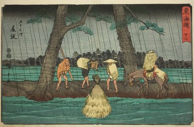 Fujieda - Nej. 23, fra serien "Fifty-three Stations of the Tokaido (Tokaido gojusan tsugi)," også kendt som Reisho Tokaido af Utagawa Hiroshige