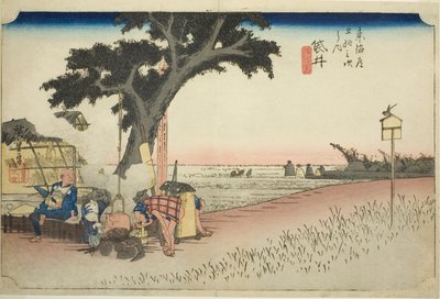 Fukuroi: Tea Stall (Fukuroi, dejaya no zu), fra serien "Fifty-three Stations of the Tokaido (Tokaido gojusan tsugi no uchi)," også kendt som Hoeido Tokaido af Utagawa Hiroshige