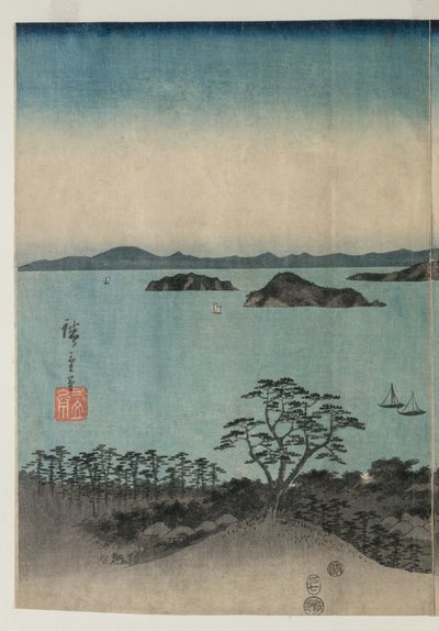 Fuldmåne over Kanazawa, Musashi af Utagawa Hiroshige