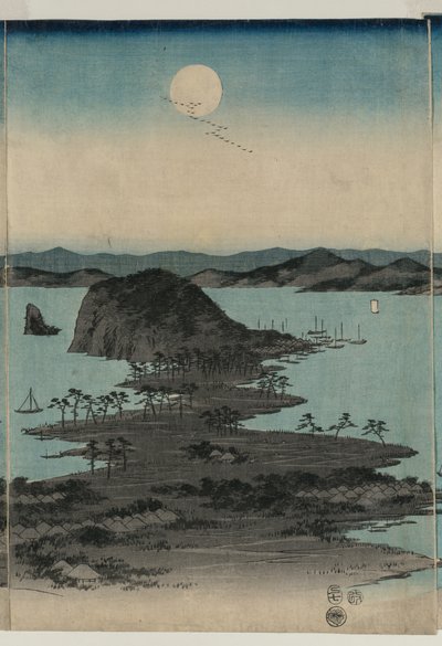 Fuldmåne over Kanazawa, Musashi af Utagawa Hiroshige