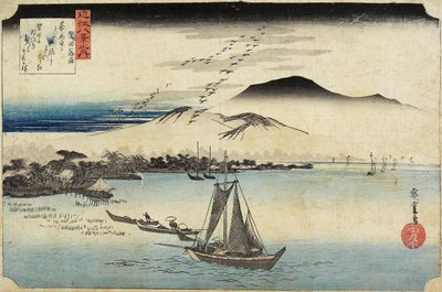 Gæs Homing ved Katada, ca. 1834 af Utagawa Hiroshige