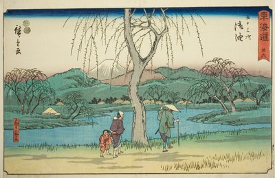 Goyu: Motono Plain langs den gamle vej (Kokaido Motonogahara) — nr. 36, fra serien "Fifty-three Stations of the Tokaido (Tokaido gojusan tsugi)," også kendt som Reisho Tokaido af Utagawa Hiroshige