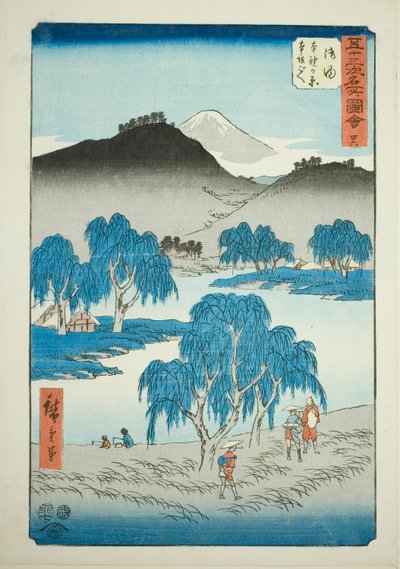 Goyu: Motono Plain og Motosaka Pass (Goyu, Motonogahara Motozaka goe), nr. 36 fra serien "Famous Sights of the Fifty-tre Stations (Gojusan tsugi meisho zue)," også kendt som den lodrette Tokaido af Utagawa Hiroshige