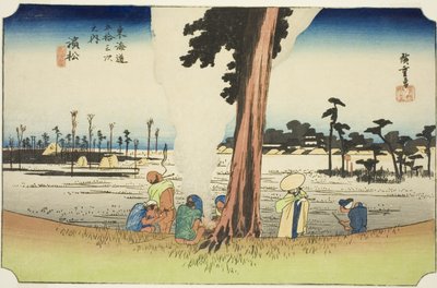 Hamamatsu: Vinterscene (Hamamatsu, fuyugare no zu), fra serien "Fifty-three Stations of the Tokaido (Tokaido gojusan tsugi no uchi)," også kendt som Hoeido Tokaido af Utagawa Hiroshige