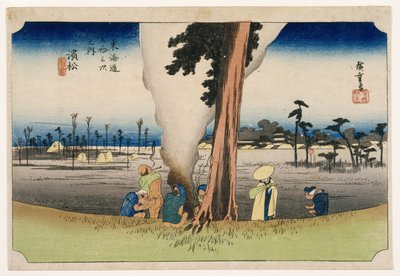 Hamamatsu, fra 53 stationer på Tokaido Highway, ca. 1834 (træblok farvetryk) af Utagawa Hiroshige