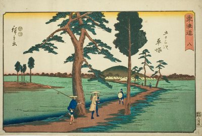 Hiratsuka-af. 8, fra seriens "fifty-three S tachi sound s of the urban degree (urban degree main mountain next)" af Utagawa Hiroshige