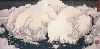 Hiroshige, En flod blandt sneklædte bjerge af Utagawa Hiroshige