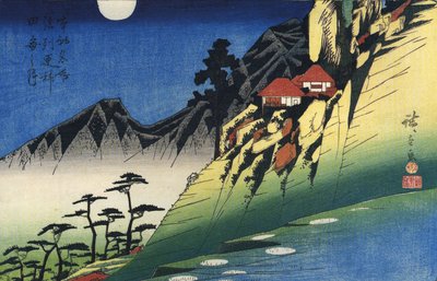 Hiroshige Måne over bjerglandskab af Utagawa Hiroshige