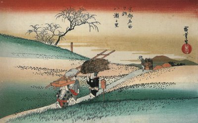 Hiroshige Kvinder går på en vej gennem markerne af Utagawa Hiroshige