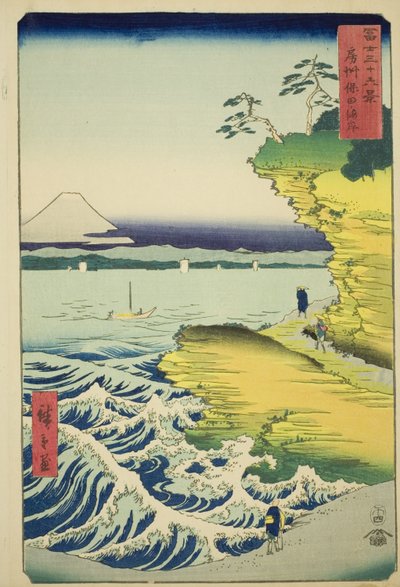 Hota Beach i Awa-provinsen (Boshu Hota no kaigan), fra serien "Thirty-six Views of Mount Fuji (Fuji sanjurokkei)" af Utagawa Hiroshige
