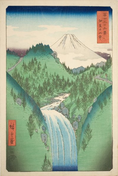 I bjergene i Izu-provinsen (Izu no sanchu), fra serien "Seksogtredive udsigter over Mount Fuji (Fuji sanjurokkei)" af Utagawa Hiroshige