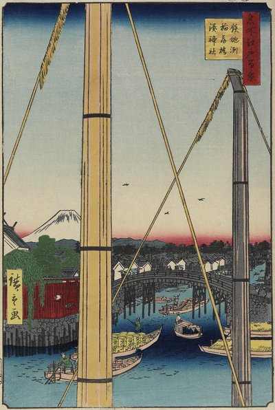 Inari Bridge and Minato Shrine, Teppo_zu, March 1857 af Utagawa Hiroshige
