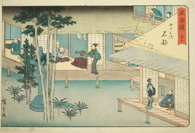 Ishibe - Nej. 52, fra serien "Fifty-three Stations of the Tokaido (Tokaido gojusan tsugi)," også kendt som Reisho Tokaido af Utagawa Hiroshige