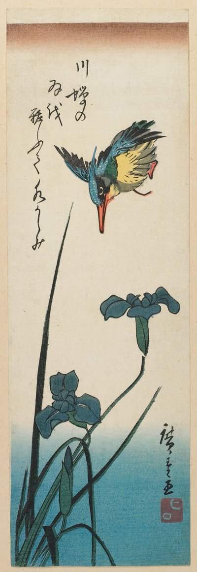 Eisvogel und Iris af Utagawa Hiroshige