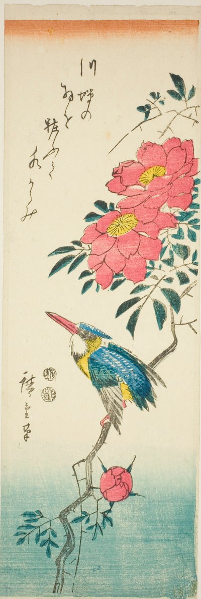 Isfugl og roser af Utagawa Hiroshige