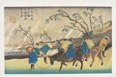 Kutsukake: Udsigt over regnen på Hiratsuka-sletten, fra serien »Kisokaidōs 69 stationer« af Utagawa Hiroshige
