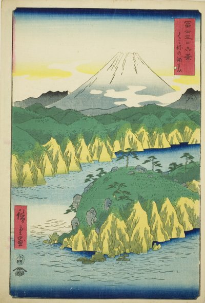 Lake at Hakone (Hakone no kosui), fra serien "Thirty-six Views of Mount Fuji (Fuji sanjurokkei)" af Utagawa Hiroshige