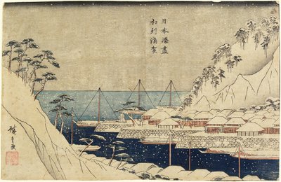 Forede fyrretræer ved Uraga Port, ca. 1840-1843 af Utagawa Hiroshige