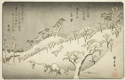 Asukayama (Evening snow of Asukayama), fra serien ``English view member Te Environs of Edo (one of the Eight Views of the Edo Bank)
