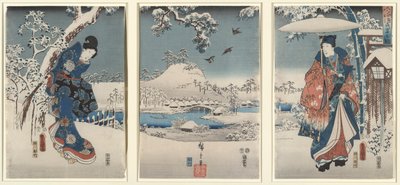 Elskere i et vinterlandskab af Utagawa Hiroshige