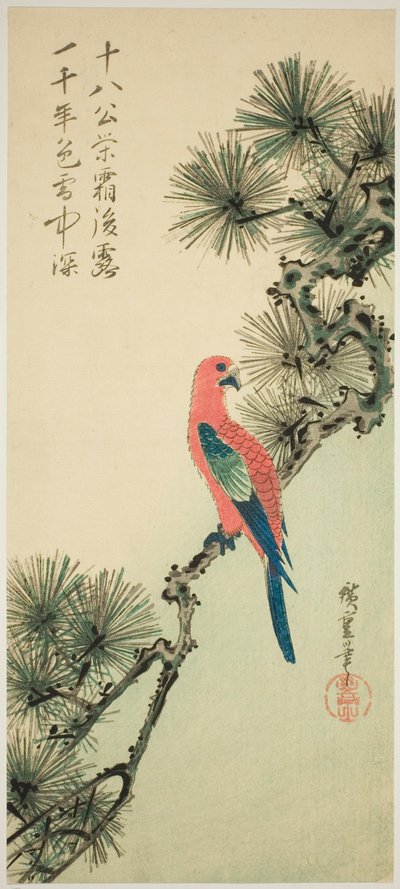 Ara på en fyrregren af Utagawa Hiroshige
