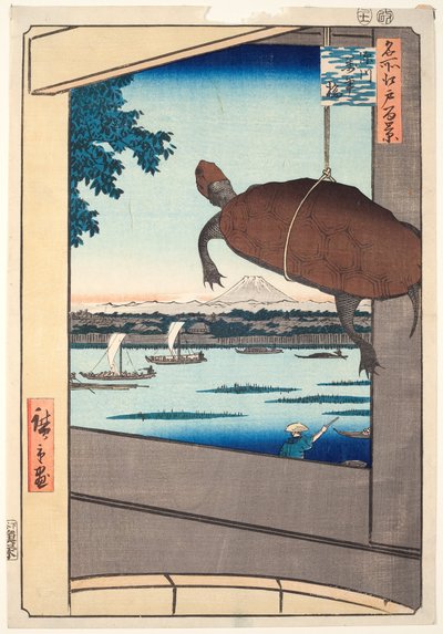 Mannen Bridge, Fukagawa, fra serien "One Hundred Famous Views of Edo" af Utagawa Hiroshige