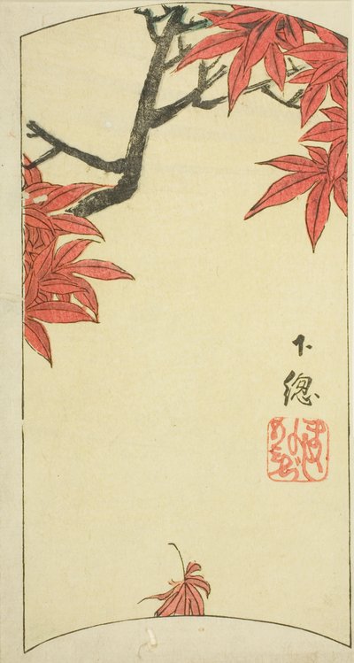 Ahornblade i Shimosa-provinsen (Shimosa, momiji), sektion af ark nr. 7 fra serien "Udskårne billeder af provinserne (Kunizukushi harimaze zue)" af Utagawa Hiroshige