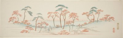 Ahorn ved Kaianji-templet (Kaianji koyo), fra en række uden titel af berømte udsigter over Edo-forstæderne af Utagawa Hiroshige