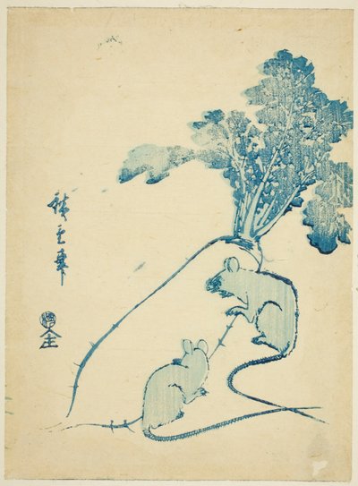 Mus og radise af Utagawa Hiroshige