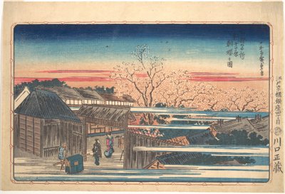 Morgenkirsebærblomster i Shin-Yoshiwara af Utagawa Hiroshige