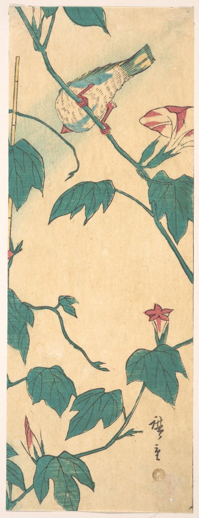 Morgenruhm und Vogel af Utagawa Hiroshige