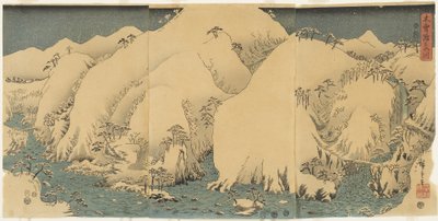 Bjerg og flod ved Kiso-passet, august 1857 af Utagawa Hiroshige