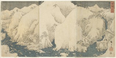 Bjerg og flod ved Kiso Pass, august 1857 af Utagawa Hiroshige