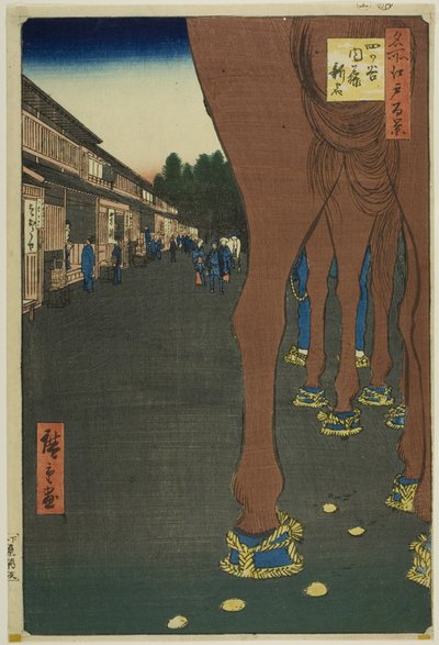 Naito Shinjuku ved Yotsuya (Yotsuya Naito Shinjuku), fra serien "One Hundred Famous Views of Edo (Meisho Edo hyakkei)" af Utagawa Hiroshige