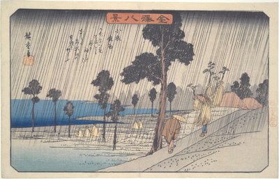 Night Rain at Koizumi: De otte udsigter over Kanazawa af Utagawa Hiroshige
