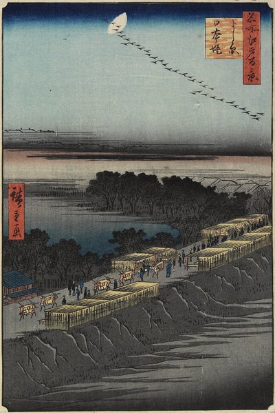 Nihon Embankment, Yoshiwara, april 1857 af Utagawa Hiroshige