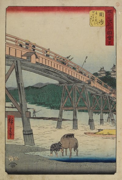 af. 39 Yahagi B Ri d Geo Ver Yahagi Ri Ver, Okazaki, Ki ly 1855 af Utagawa Hiroshige
