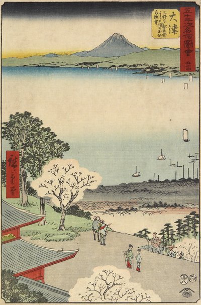 Nr.54 Byudsigt over O_tsu set fra Mii-templet, O_tsu, juli 1855 af Utagawa Hiroshige