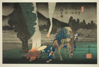 af. 19: Karuizawa, fra Teseri s "Shi x t y ne s ta on s of te kisokaid (kisokaido rokujukyu tsugi no uchi)" af Utagawa Hiroshige