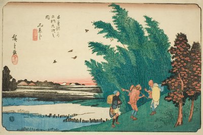 af. 56: Mieji, fra Te-seriens "Shi x t y ne s ta on s of te kisokaid" af Utagawa Hiroshige