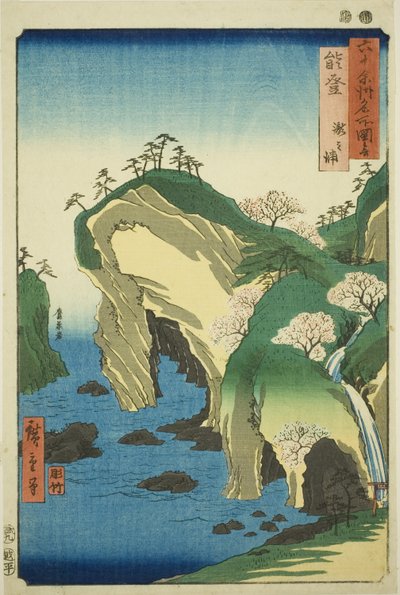 Noto Province: Bay of Waterfalls (Noto, Taki no ura), fra serien "Famous Places in the 60-odd Provinces (Rokujuyoshu meisho zue)" af Utagawa Hiroshige