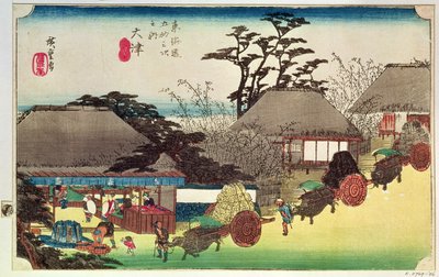 Otsu, illustration fra "Fifty Three Stations of the Tokaido Road", udgivet af Takenouchi Magohachi, ca. 1831-4 (farvet træsnit) af Utagawa Hiroshige