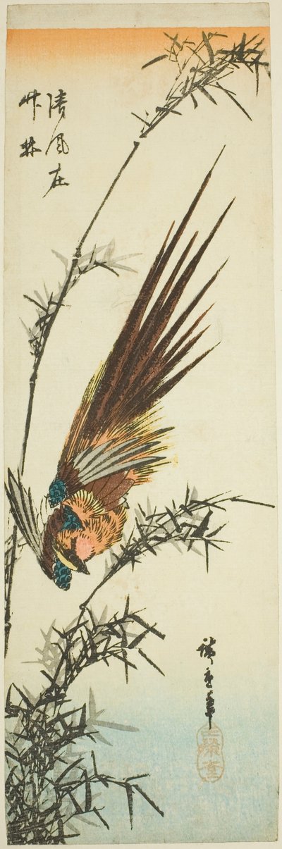Fasan og bambus af Utagawa Hiroshige