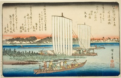 Row r people g igen ls at fish special (gyotoku norms), fra seriens ``British Views member te environs of Edo (one of the Eight Views of Edo Bank)