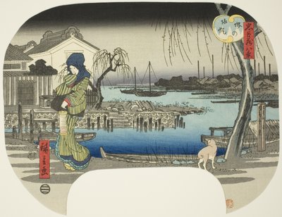 Returning Sails at Sakai (Sakai no kihan), fra serien "Eight Views from the Treasury of Loyal Retainers (Chushingura hakkei)" af Utagawa Hiroshige