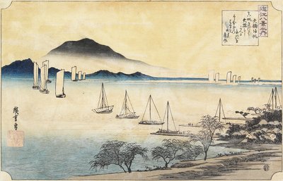 Retur af sejl ved Yabase, ca. 1834 af Utagawa Hiroshige