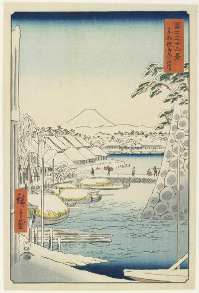 Sukiyas flodbred i den østlige hovedstad, april 1858 af Utagawa Hiroshige