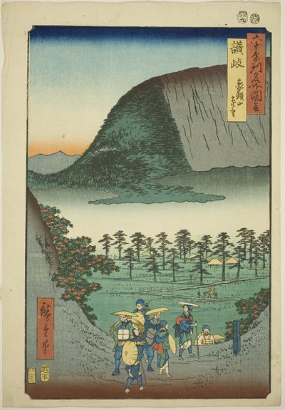 Sanuki-provinsen: Fjernsyn over Mount Zozu (Sanuki, Zozusan enbo), fra serien "Famous Places in the 60-odd Provinces (Rokujuyoshu meisho zue)" af Utagawa Hiroshige